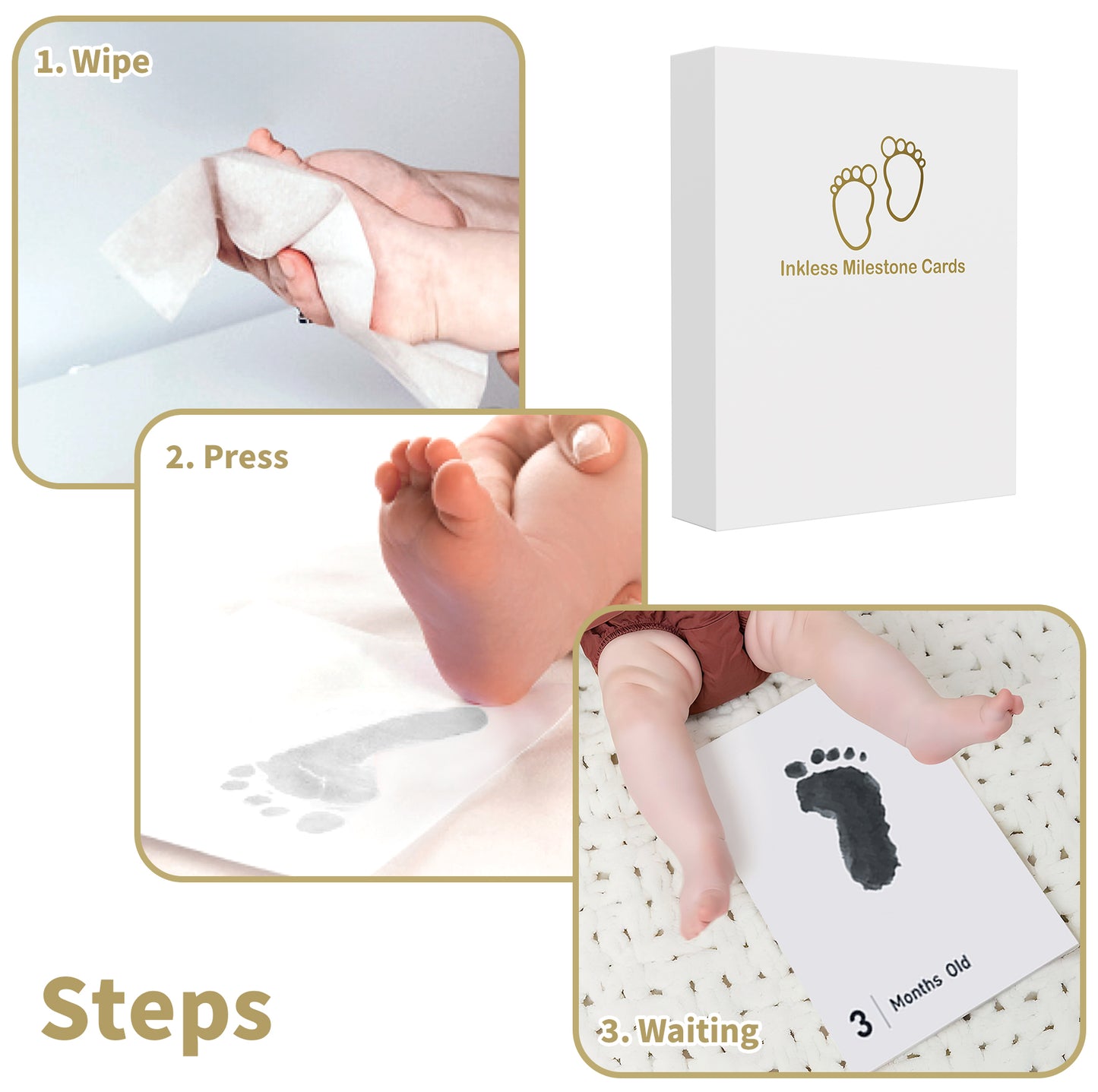 14 Pieces Baby Inkless Milestone Cards