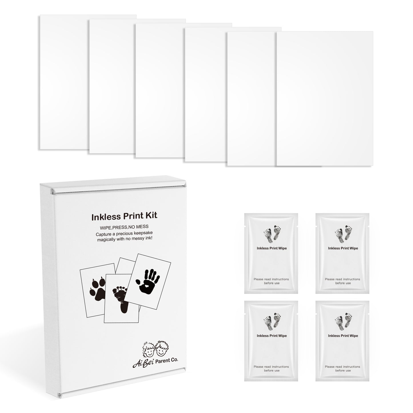 Inkless Hand and Footprint Kit, Ink Pad for Baby Hand and Footprints, Suitable for Babies and Pets, Perfect Keepsake for Newborns and Small Animals, Pack of 6